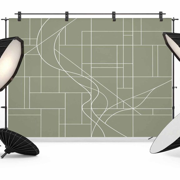 7x5ft Photo Backdrop, Sage Green Striped Geometric Soft Polyester Backdrop Curtains Photography Backdrops, Modern Abstract Art Stripes Brushed Background for Photoshoots Studio Video Portrait Parties