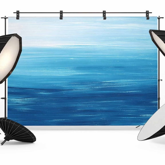 7x5ft Photo Backdrop, Sky Blue Coastal Soft Polyester Backdrop Curtains Photography Backdrops, Nautical Modern Ocean Wave Brushed Background for Photoshoots Studio Video Portrait Parties