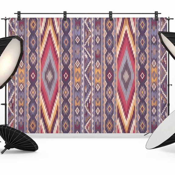 7x5ft Photo Backdrop, Southwest Aztec Soft Polyester Backdrop Curtains Photography Backdrops, Country Retro Ethnic Geometric Motifs Brushed Background for Photoshoots Studio Video Portrait Parties