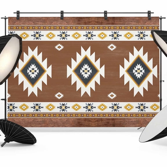 7x5ft Photo Backdrop, Southwest Soft Polyester Backdrop Curtains Photography Backdrops, Western Brown Yellow Geometric Abstract Art Wooden Brushed Background for Photoshoots Studio Portrait Parties