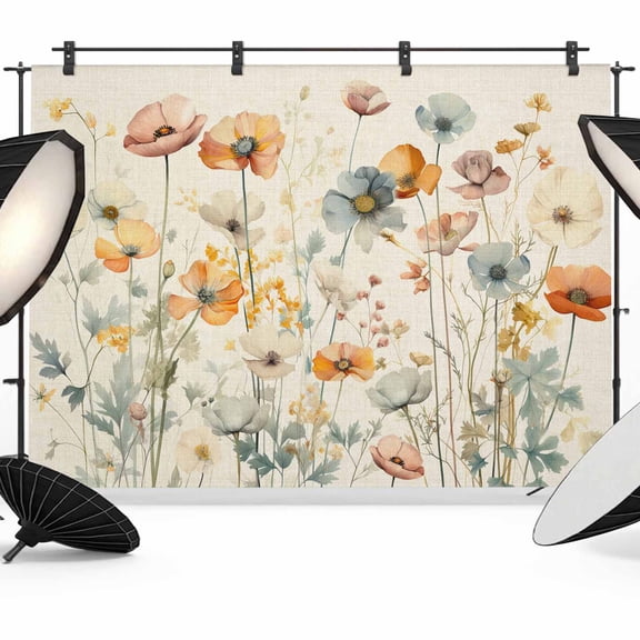 7x5ft Photo Backdrop, Spring Floral Soft Polyester Backdrop Curtains Photography Backdrops, Elegant Flowers Summer Botanical Rustic Brushed Background for Photoshoots Studio Video Portrait Parties