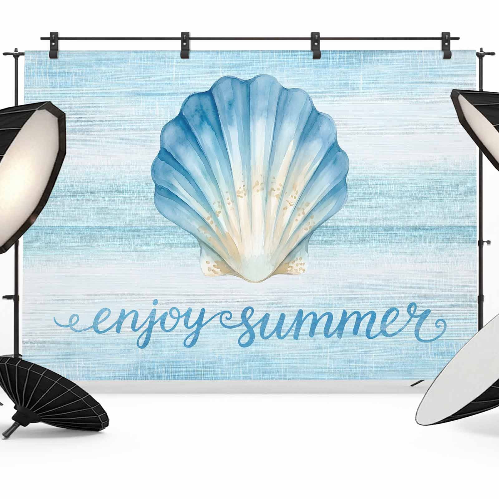 7x5ft Photo Backdrop, Summer Marine Shell Soft Polyester Backdrop ...