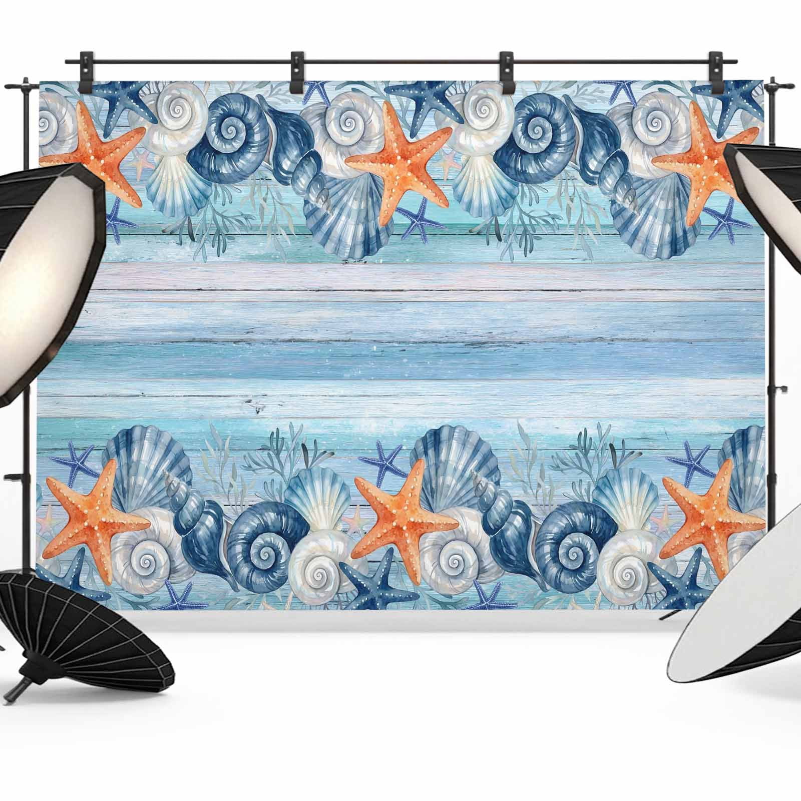 Capos Shells Backdrop 7x5ft Photo Backdrop, Summer Ocean Soft Polyester Backdrop Curtains ...