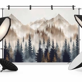 7x5ft Photo Backdrop, Tan Trees Forest Soft Polyester Backdrop Curtains Photography Backdrops, Mountain Woods Natural Scenery Brushed Background for Photoshoots Studio Video Portrait Parties