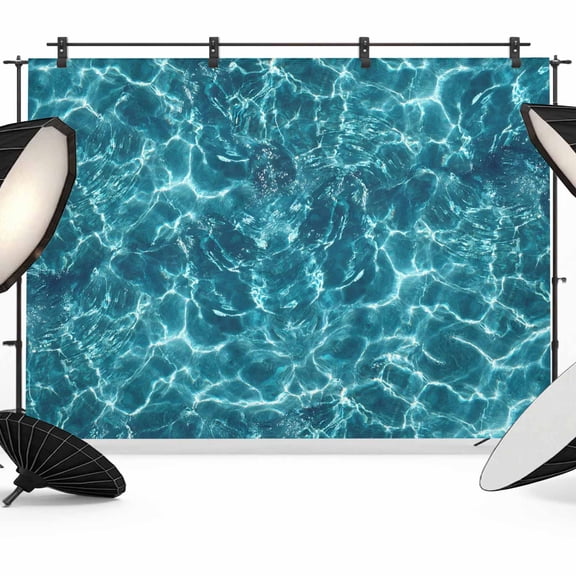 7x5ft Photo Backdrop, Teal Green Ocean Waves Soft Polyester Backdrop Curtains Photography Backdrops, Summer Sea Pool Brushed Background for Photoshoots Studio Video Portrait Parties