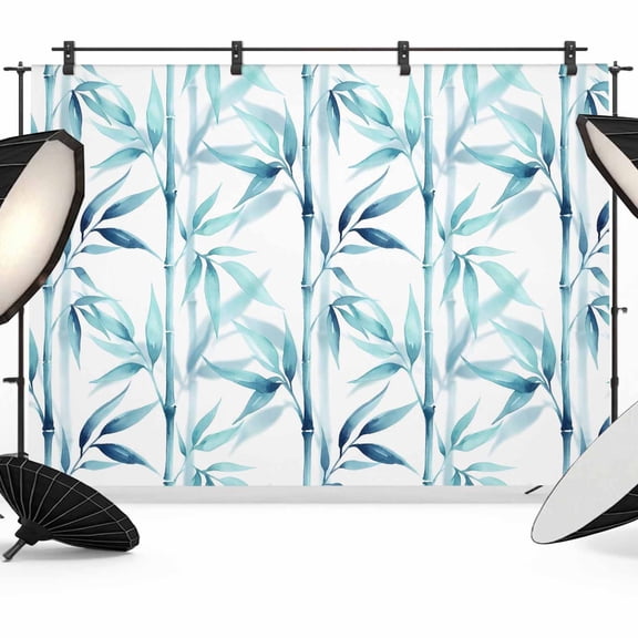 7x5ft Photo Backdrop, Teal Orient Style Soft Polyester Backdrop Curtains Photography Backdrops, Modern Minimalist Country Nature Leaves Brushed Background for Photoshoots Studio Video Portrait Party