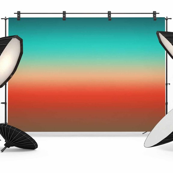 7x5ft Photo Backdrop, Teal Red Brown Ombre Soft Polyester Backdrop Curtains Photography Backdrops, Contemporary Gradient Abstract Brushed Background for Photoshoots Studio Video Portrait Parties
