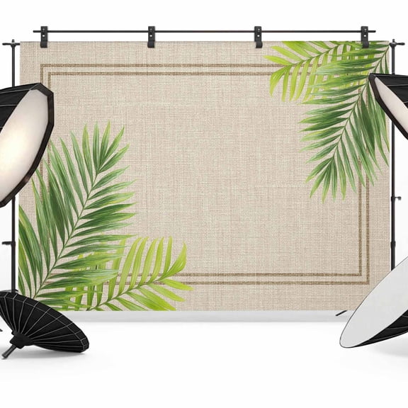 7x5ft Photo Backdrop, Tropical Palm Trees Soft Polyester Backdrop Curtains Photography Backdrops, Summer Botanical Nature Rustic Burlap Brushed Background for Photoshoots Studio Video Portrait Party