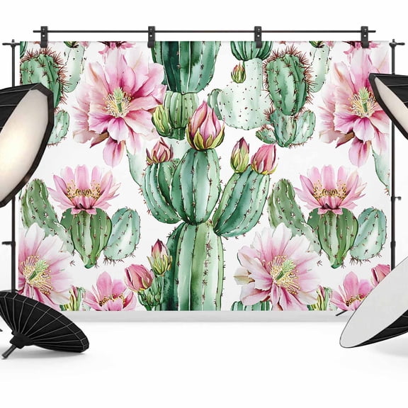 7x5ft Photo Backdrop, Tropical Succulent Soft Polyester Backdrop Curtains Photography Backdrops, Botanical Plants Pink Floral Brushed Background for Photoshoots Studio Video Portrait Parties
