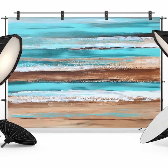 7x5ft Photo Backdrop, Turquoise Brown Soft Polyester Backdrop Curtains Photography Backdrops, Abstract Wood Grain Gradient Stripes Brushed Background for Photoshoots Studio Video Portrait Parties