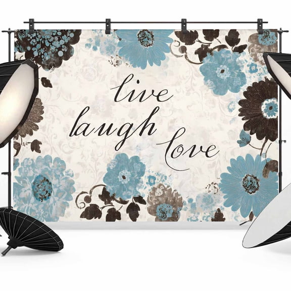 7x5ft Photo Backdrop, Turquoise Brown Spring Floral Soft Polyester Backdrop Curtains Photography Backdrops, Retro Summerbotanical Brushed Background for Photoshoots Studio Video Portrait Parties