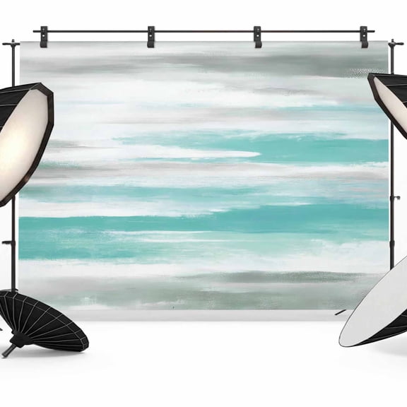 7x5ft Photo Backdrop, Turquoise Gray White Soft Polyester Backdrop Curtains Photography Backdrops, Country Abstract Ombre Mottled Brushed Background for Photoshoots Studio Video Portrait Parties