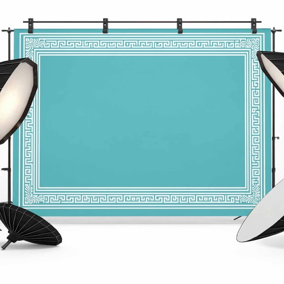 7x5ft Photo Backdrop, Turquoise Soft Polyester Backdrop Curtains Photography Backdrops, Geometric Boho Ethnic Tile Chic Monochrome Brushed Background for Photoshoots Studio Video Portrait Parties
