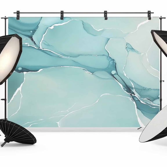7x5ft Photo Backdrop, Turquoise Soft Polyester Backdrop Curtains Photography Backdrops, Modern Marble Ink Painting Abstract Art Brushed Background for Photoshoots Studio Video Portrait Parties