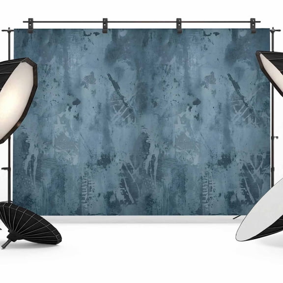 7x5ft Photo Backdrop, Vintage Abstract Soft Polyester Backdrop Curtains Photography Backdrops, Retro Shabby Blue Geometric Textured Brushed Background for Photoshoots Studio Video Portrait Parties