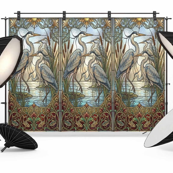 7x5ft Photo Backdrop, Vintage Cranes Soft Polyester Backdrop Curtains Photography Backdrops, Country Retro Chic Glass Flower Textured Brushed Background for Photoshoots Studio Video Portrait Parties