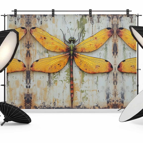 7x5ft Photo Backdrop, Vintage Dragonfly Soft Polyester Backdrop Curtains Photography Backdrops, Spring Summer Abstract Oil Painting Brushed Background for Photoshoots Studio Video Portrait Parties