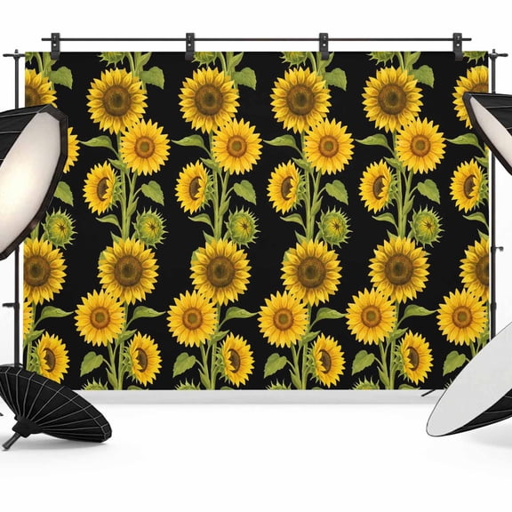 7x5ft Photo Backdrop, Vintage Sunflower Soft Polyester Backdrop Curtains Photography Backdrops, Summer Botanical Retro Floral Watercolor Brushed Background for Photoshoots Studio Video Portrait Party