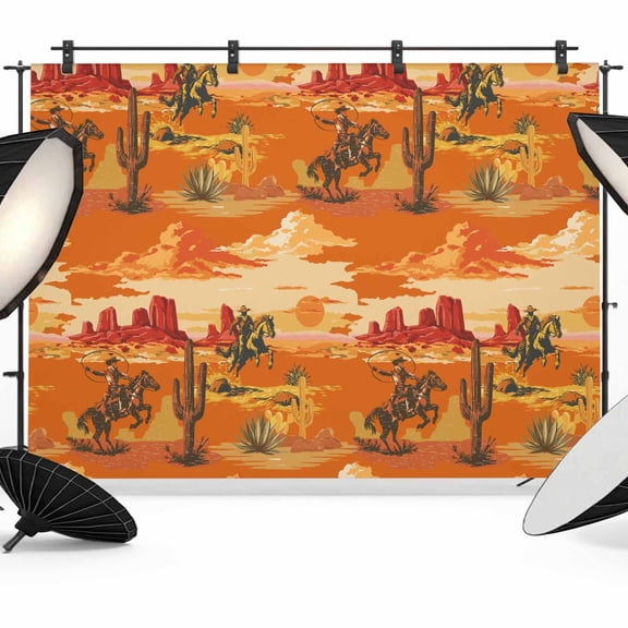7x5ft Photo Backdrop, Western Cowboys Soft Polyester Backdrop Curtains Photography Backdrops, Country Mountain Cactus Tropical Plant Brushed Background for Photoshoots Studio Video Portrait Parties
