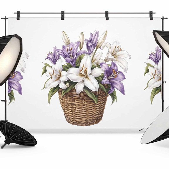 7x5ft Photo Backdrop, White Spring Floral Soft Polyester Backdrop Curtains Photography Backdrops, Lavender Botanical Art Summer Brushed Background for Photoshoots Studio Video Portrait Parties