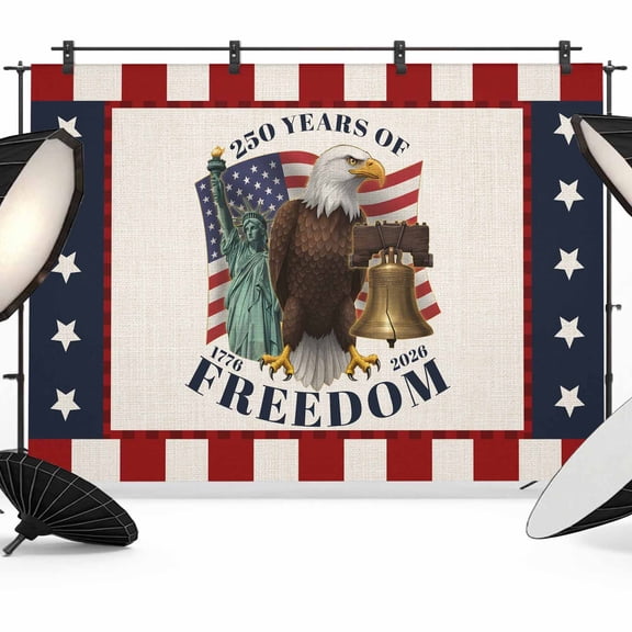 7x5ft Photo Backdrop, Year American Anniversary Flag Soft Polyester Backdrop Curtains Photography Backdrops, Eagle USA Flag Brushed Background for Photoshoots Studio Video Portrait Parties