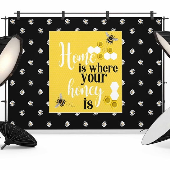 7x5ft Photo Backdrop, Yellow Bees Soft Polyester Backdrop Curtains Photography Backdrops, Spring Summer Watercolor Honey Textured Brushed Background for Photoshoots Studio Video Portrait Parties