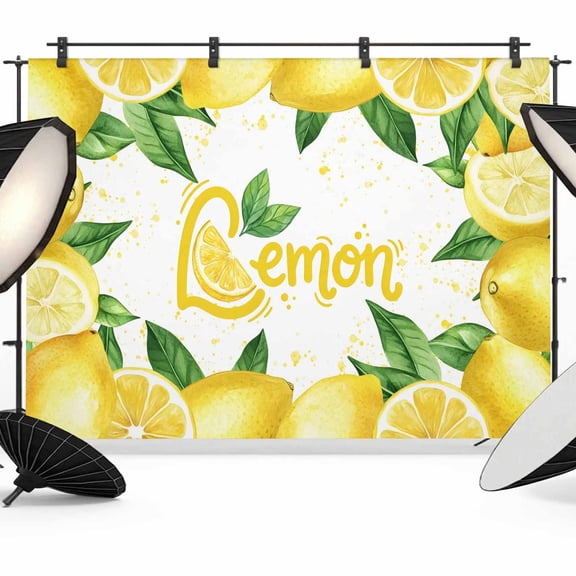 7x5ft Photo Backdrop, Yellow Lemon Soft Polyester Backdrop Curtains Photography Backdrops, Summer Botanical Lemons Cute Brushed Background for Photoshoots Studio Video Portrait Parties
