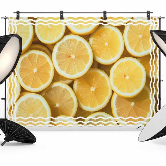 7x5ft Photo Backdrop, Yellow Lemons Soft Polyester Backdrop Curtains Photography Backdrops, Summer Modern Watercolor Fruits Brushed Background for Photoshoots Studio Video Portrait Parties