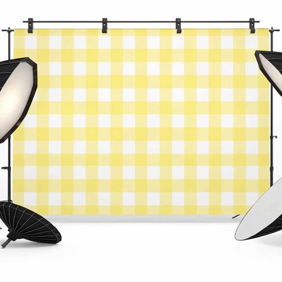 7x5ft Photo Backdrop, Yellow Plaid Soft Polyester Backdrop Curtains Photography Backdrops, Modern Minimalist Checkered Brushed Background for Photoshoots Studio Video Portrait Parties