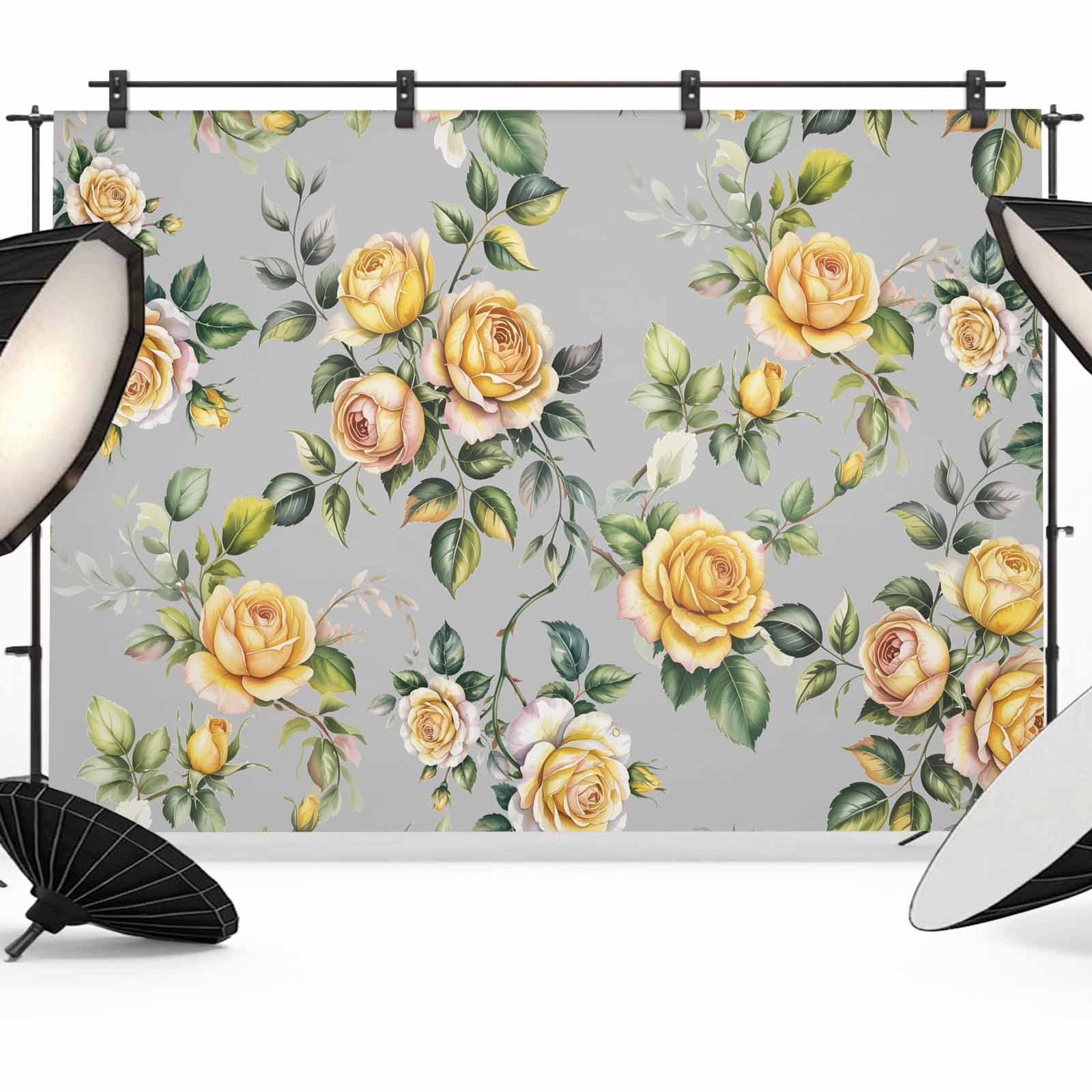 7x5ft Photo Backdrop, Yellow Rose Soft Polyester Backdrop Curtains ...