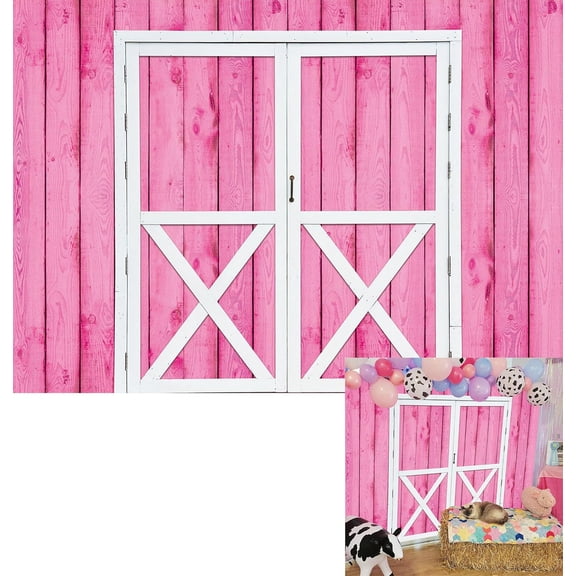 7x5ft Pink Barn Backdrop Cow Birthday Cowgirl Background Rodeo Birthday Western Party Decorations Banner Kids Baby Shower Newborn Photo Studio Props