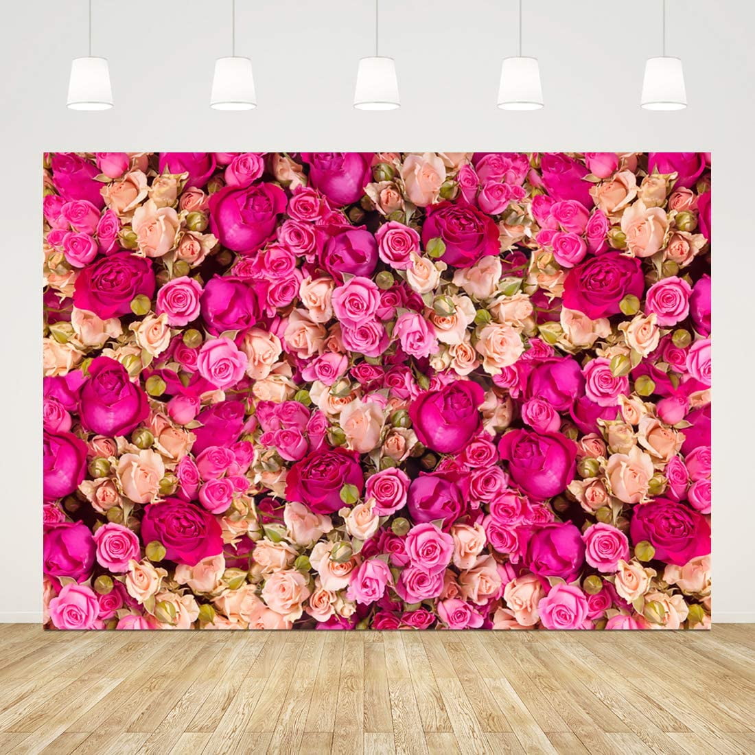 BATE Love Red Rose Backdrop Romantic Valentine Flowers Photography Background Wedding Couple Girl Bridal Shower Party Decor Banner Studio Prop (7X5FT