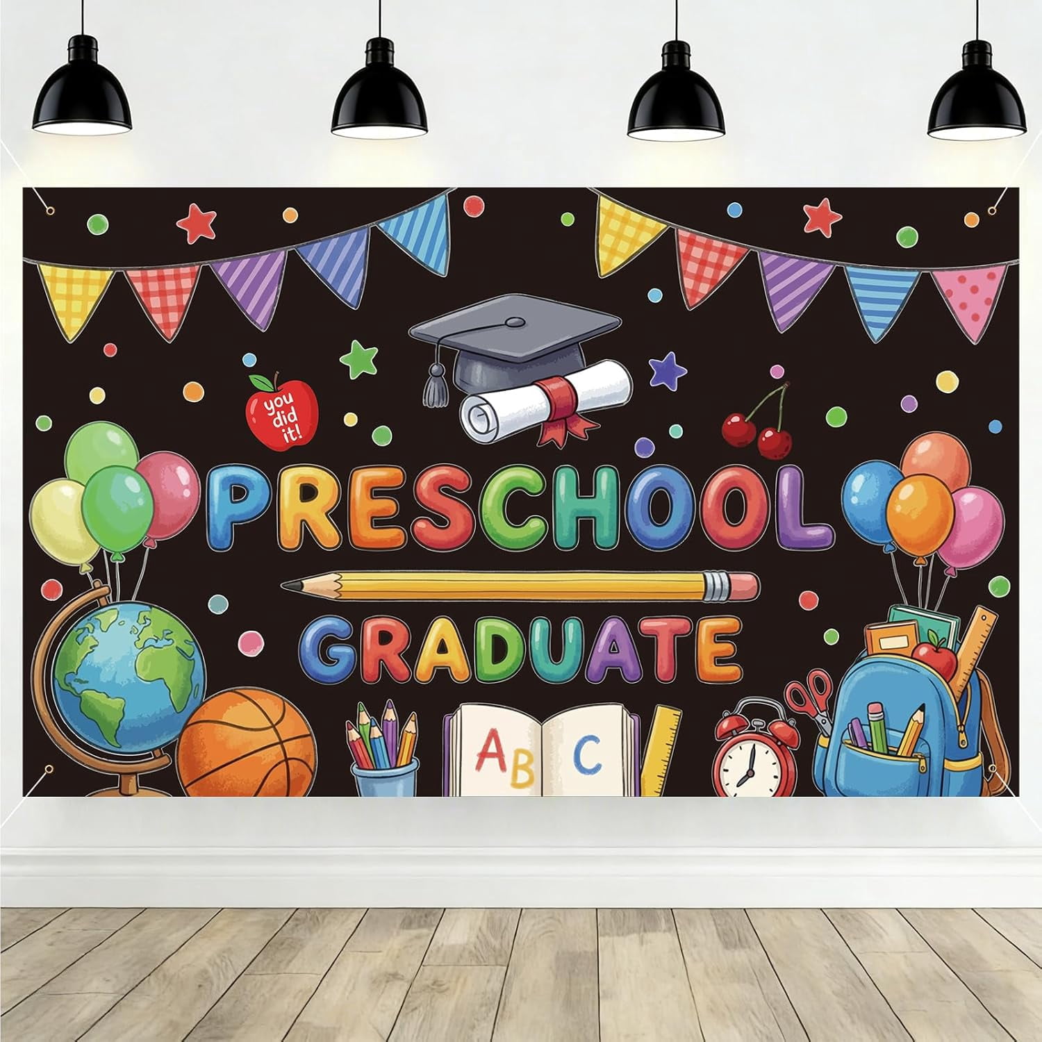 7x5ft Preschool Congrats Grad Backdrop Pre-K to Kindergarten Transition ...