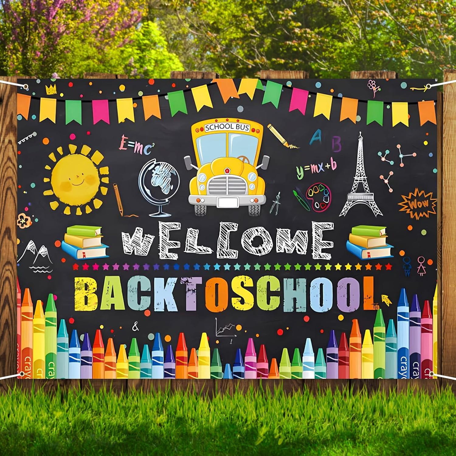 7x5ft Pretty Backdrop Welcome Back To School Banner, Back To School ...