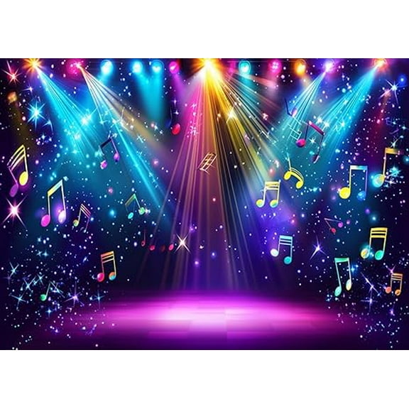 7x5ft Rainbow Stage Photography Backdrop1980s Colorful Disco Backdrop Rock Music Glow Neon Dance Birthday Party Decorations Backdrop