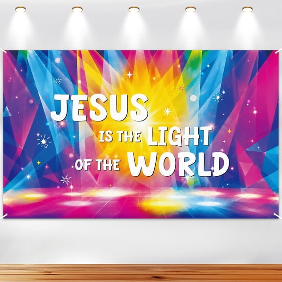 7x5ft Religious Bible Backdrop Jesus is The Light of The World Christian Church Events Background Baptism Party Decoration Banner Photo Booth Props