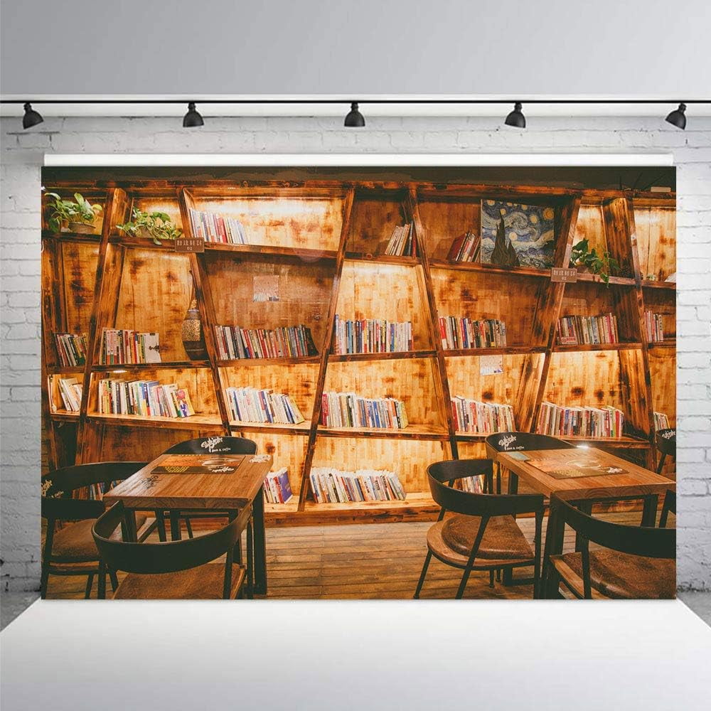 7x5ft Retro Bookshelf Backdrop Old History Culture Photography