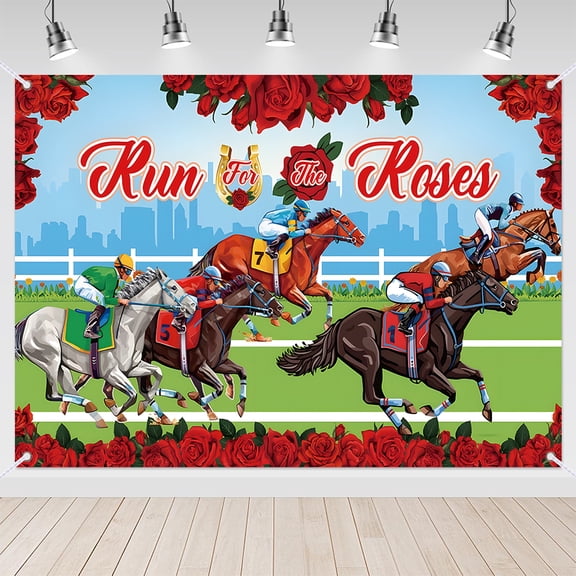 7x5ft Run for The Roses Kentucky Derby Horse Racing Backdrop