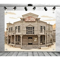 7x5ft Rustic Backdrop Saloon Building Photo Backdrop Western Photography Background for Theme Party Wedding Birthday Baby Shower Decoration Banner Photo Booth Studio Props