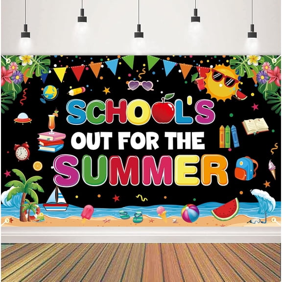 7x5ft School's Out for The Summer Backdrop End of School Year Theme Background Summer Holiday End of School Party Decorations Banner Photo Booth Props