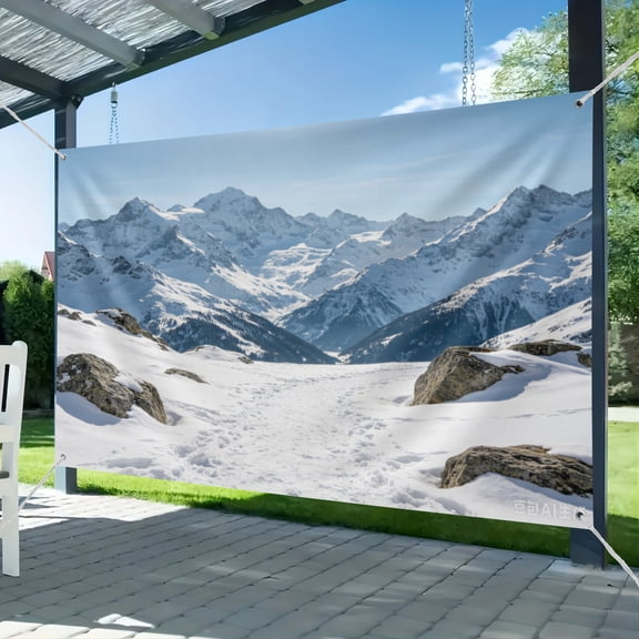 7x5ft Snow Mountain Backdrop, Snowy Alpine Peak Nature Landscape Photography Background, Mountain Valley Scene Photo Studio Prop