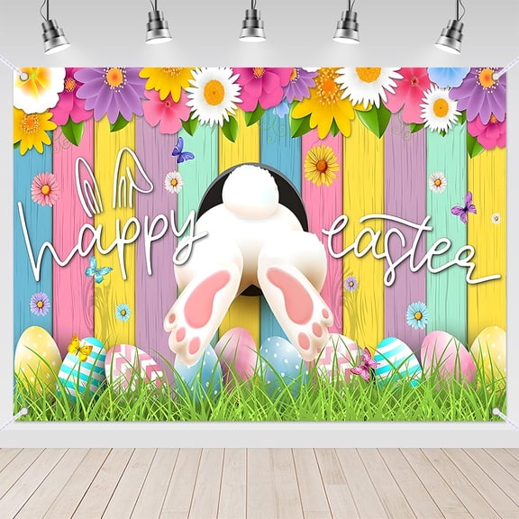 7x5ft Spring Easter Bunny Eggs Grass Backdrop for Photography