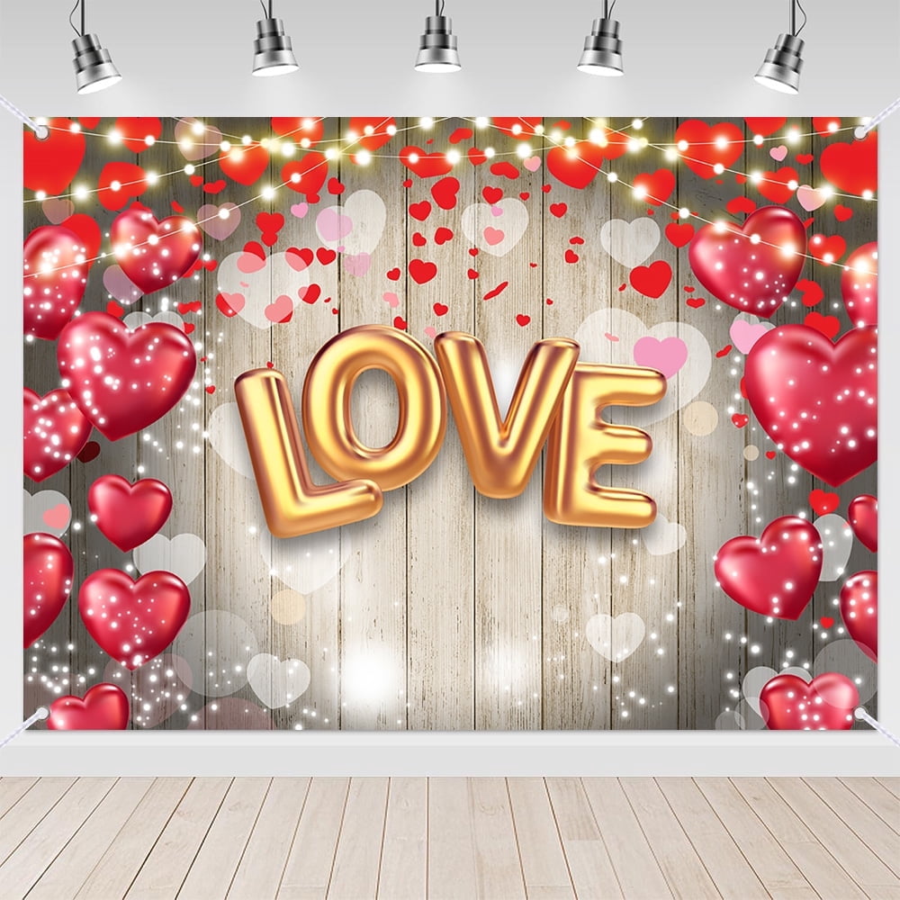 7x5ft Sweet Love Red Hearts Valentines Day Party Backdrop for Photos ...