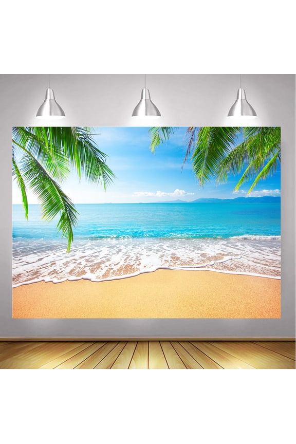 7x5ft Tropical Beach Backdrop Summer Backdrop Palm Island Seaside Leaf Backdrop Party Photography Prop