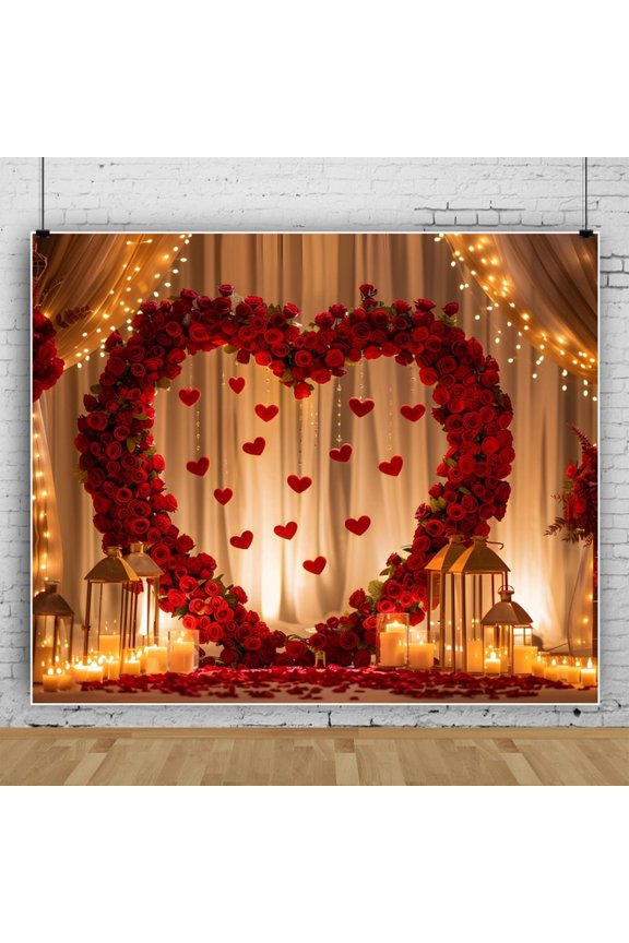 7x5ft Valentines Day Photo Backdrop Love Heart Red Rose Photo Background for Adult Lovers Studio Props Valentines Backdrop