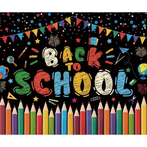 7x5ft Welcome Back to School Backdrop Chalk Drawing and Blackboard First Day of School Background Welcome Back Classroom Party Decorations Banner Photo Booth Props