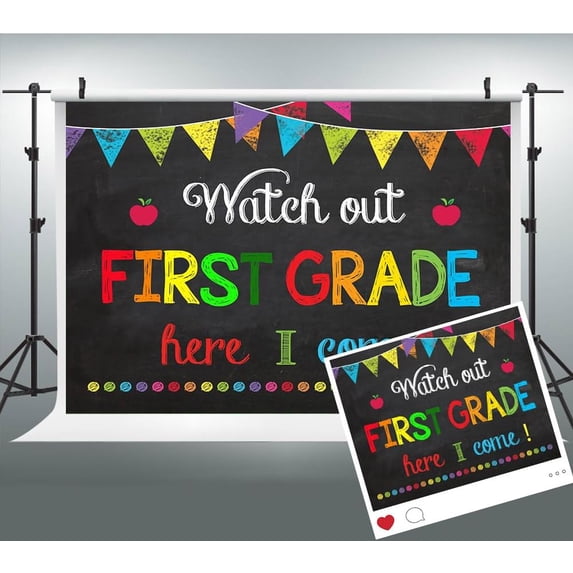 7x5ft Welcome Back to School Backdrop Watch Out 1st Grade Here I Come First Day of School Background Welcome Back Classroom Party Decorations Banner Photo Booth Props