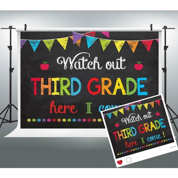 7x5ft Welcome Back to School Backdrop Watch Out 3rd Grade Here I Come First Day of School Background Welcome Back Classroom Party Decorations Banner Photo Booth Props
