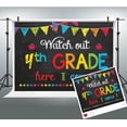 thumbnail image 1 of 7x5ft Welcome Back to School Backdrop Watch Out 4th Grade Here I Come First Day of School Background Welcome Back Classroom Party Decorations Banner Photo Booth Props, 1 of 3