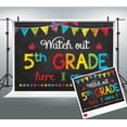 thumbnail image 1 of 7x5ft Welcome Back to School Backdrop Watch Out 5th Grade Here I Come First Day of School Background Welcome Back Classroom Party Decorations Banner Photo Booth Props, 1 of 3